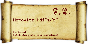 Horovitz Máté névjegykártya