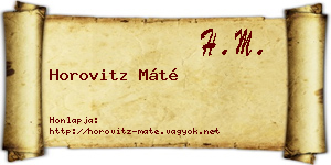 Horovitz Máté névjegykártya
